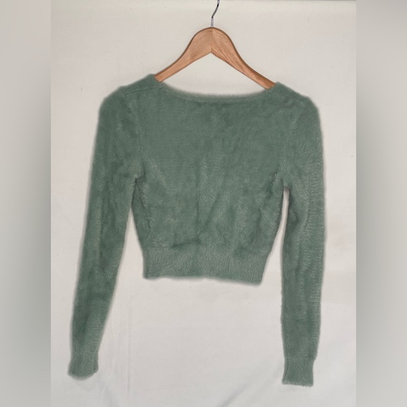 Fuzzy Cropped Cardigan Sweater SM - Picture 4 of 7